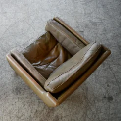 1960's Olive Brown Leather Lounge Chair With Ottoman By Illum Wikkelsø -chairish shop 1960s olive brown leather lounge chair with ottoman by illum wikkels 3131