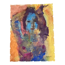 1960’s Original Vintage E.J.Hartmann Large Abstract Female Nude Portrait Painting Signed