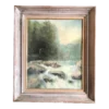 1960’s Original Vintage Impressionist Painting River Landscape With Falls & Rocks Original Modernist Frame Signed
