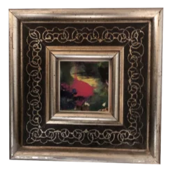 1960’s Original Vintage Miniature Abstract Painting Ornate Vintage Frame