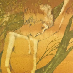 1960’s Shelly Canton Watercolor Young Boy Barefoot In Tree Chicago Artist -chairish shop 1960s shelly canton watercolor young boy barefoot in tree chicago artist 3808 scaled