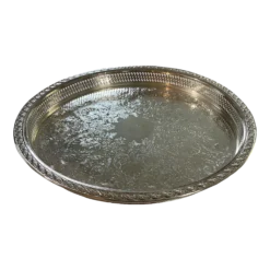 1960’s “Spring Flowers” Wm. Rogers & Son Silver Plate Gallery Tray Lazy Susan