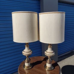 1960's Stiffel Brass Hollywood Regency Table Lamps - A Pair -chairish shop 1960s stiffel brass hollywood regency table lamps a pair 1251 scaled