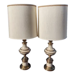 1960's Stiffel Brass Hollywood Regency Table Lamps - A Pair