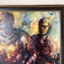 1960's Swedish Kimball " Hamlet + Horatto " Figurative Oil Painting, Framed -chairish shop 1960s swedish kimball hamlet horatto figurative oil painting framed 0377 scaled