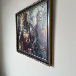 1960's Swedish Kimball " Hamlet + Horatto " Figurative Oil Painting, Framed -chairish shop 1960s swedish kimball hamlet horatto figurative oil painting framed 7931 scaled