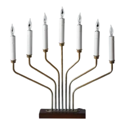 1960's Swedish Teak And Brass Electric Advent Candle Holder
