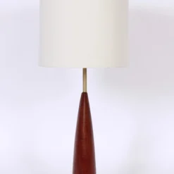 1960's Tall Ernst Henriksen Denmark Turned Teak And Brass Table Lamp -chairish shop 1960s tall ernst henriksen denmark turned teak and brass table lamp 3480 scaled