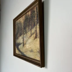 1960's Vintage Impressionist Winter Landscape Painting , Framed -chairish shop 1960s vintage impressionist winter landscape painting framed 7705 scaled