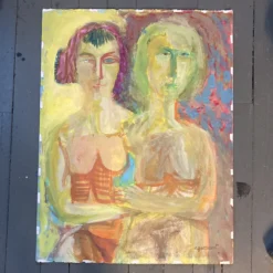 1960’s Vintage Original Large E.J.Hartmann Abstract Nude Double Portrait Painting Signed -chairish shop 1960s vintage original large ejhartmann abstract nude double portrait painting signed 4870