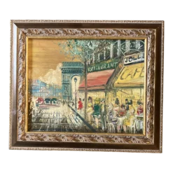 1960’s Vintage Original Mid Century Abstract Paris Street Scene Framed