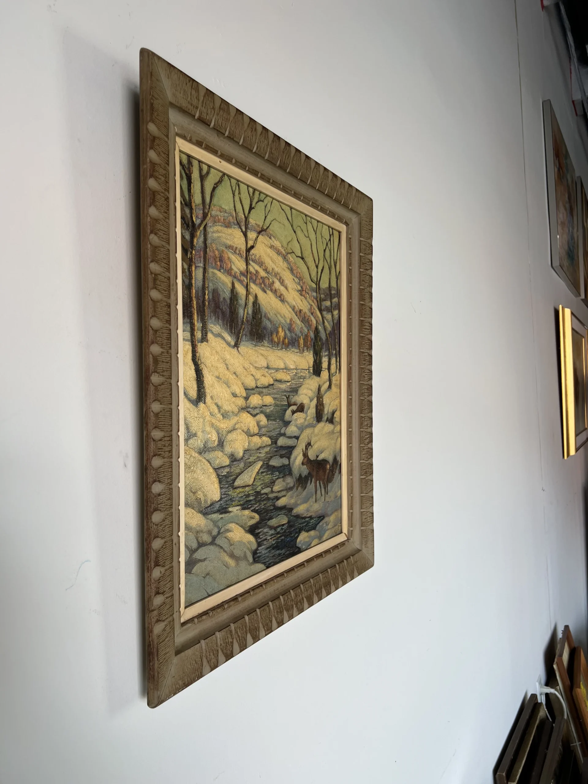 1960's Vintage Triek Winter River Landscape Oil Painting 2 1960's Vintage Triek Winter River Landscape Oil Painting - Image 2