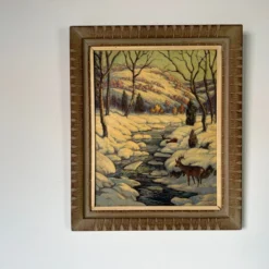 1960's Vintage Triek Winter River Landscape Oil Painting 12 1960's Vintage Triek Winter River Landscape Oil Painting -chairish shop 1960s vintage triek winter river landscape oil painting 6647 scaled