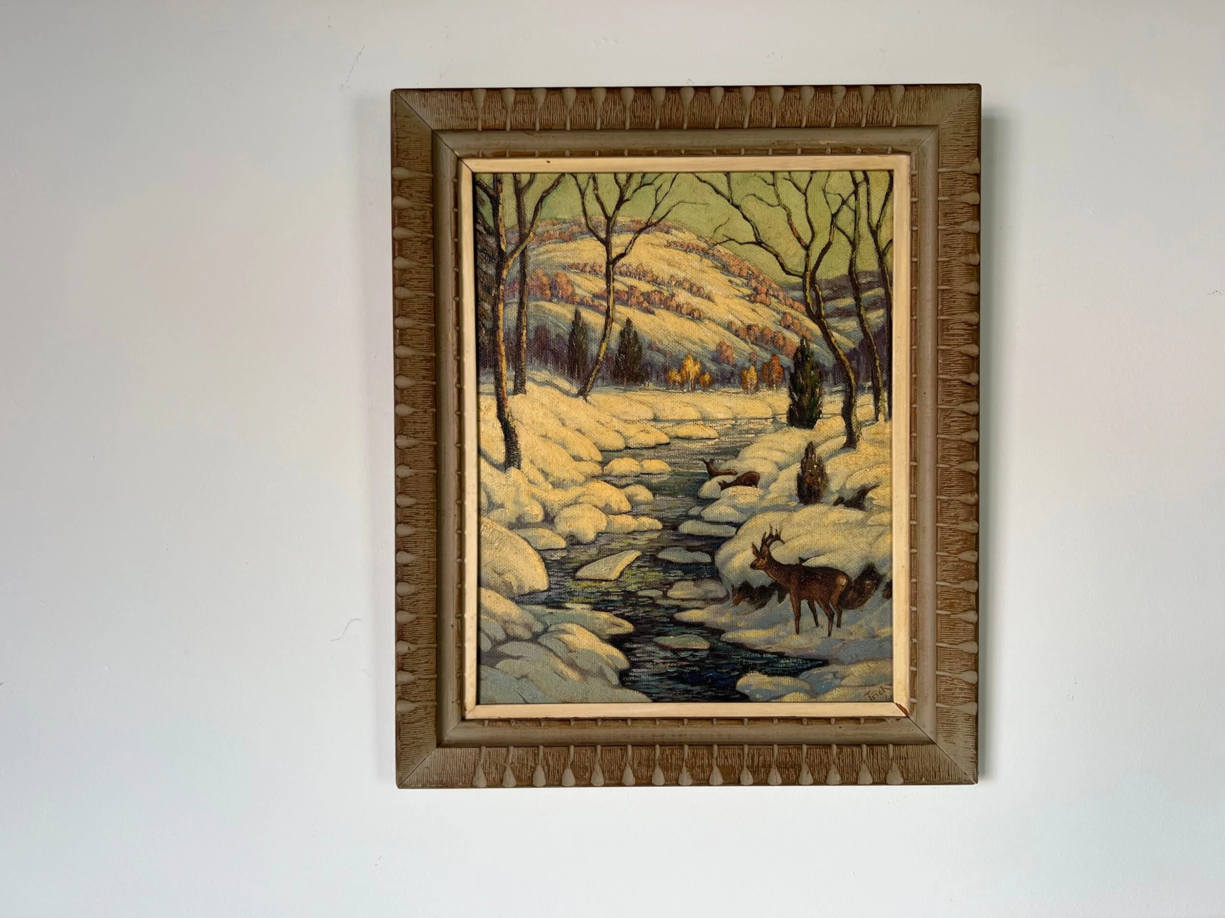 1960's Vintage Triek Winter River Landscape Oil Painting 3 1960's Vintage Triek Winter River Landscape Oil Painting - Image 3