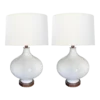 1960's White Cased Ovoid Lamps - A Pair