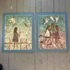 1970’s 2 Original Batik Paintings On Fabric-A Pair 9 1970’s 2 Original Batik Paintings On Fabric-A Pair -chairish shop 1970s 2 original batik paintings on fabric a pair 2439