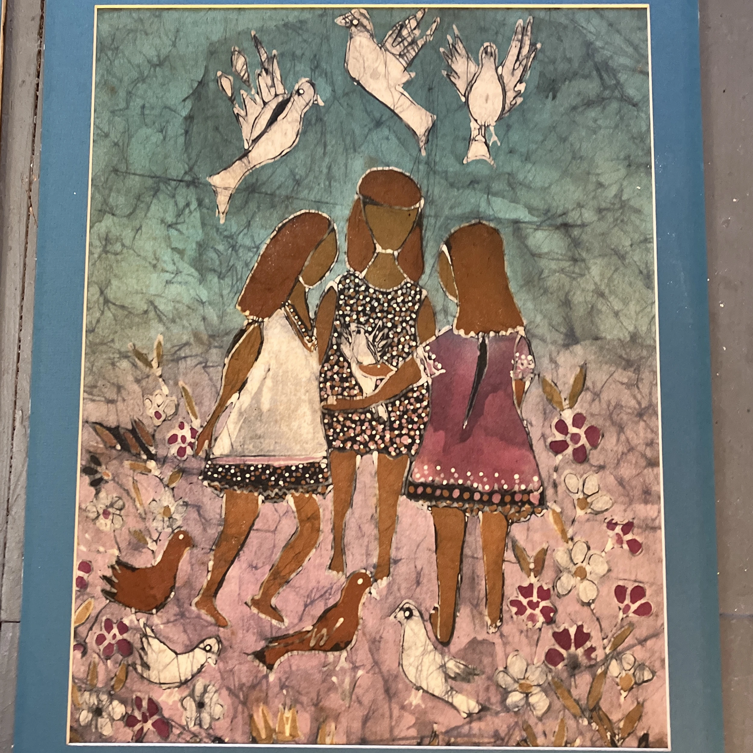 1970’s 2 Original Batik Paintings On Fabric-A Pair 3 1970’s 2 Original Batik Paintings On Fabric-A Pair - Image 3