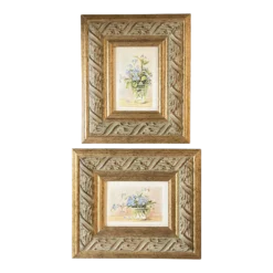 1970’s-2 Original Realistic Small Botanical Watercolor Still Life Paintings -Set Of 2