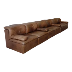 1970's 6 Piece Modular Leather Sofa By De Sede