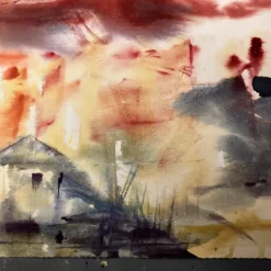 1970’s Abstract Expressionist Landscape Watercolor Painting -chairish shop 1970s abstract expressionist landscape watercolor painting 2263