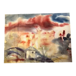 1970’s Abstract Expressionist Landscape Watercolor Painting