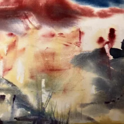 1970’s Abstract Expressionist Landscape Watercolor Painting -chairish shop 1970s abstract expressionist landscape watercolor painting 5371