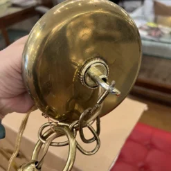 1970's Amber Beveled Glass + Brass Chandelier -chairish shop 1970s amber beveled glass brass chandelier 4340 scaled