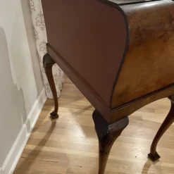 1970’s Bevan - Funnell Of Brighton Burl Walnut Drop Front Writing Desk -chairish shop 1970s bevan funnell of brighton burl walnut drop front writing desk 6971 scaled