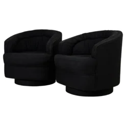 1970's Black Swivel Chairs In The Style Of Milo Baughman - A Pair -chairish shop 1970s black swivel chairs in the style of milo baughman a pair 3776