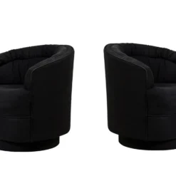 1970's Black Swivel Chairs In The Style Of Milo Baughman - A Pair -chairish shop 1970s black swivel chairs in the style of milo baughman a pair 6299 scaled