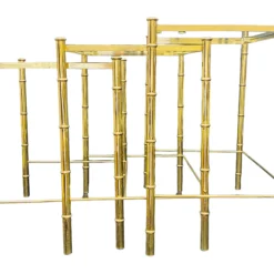 1970's Brass Faux Bamboo Nesting Tables With Glass A Set Of 3 -chairish shop 1970s brass faux bamboo nesting tables with glass a set of 3 3477