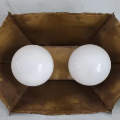 1970's Brutalist Torch Cut Brass Pendant Light -chairish shop 1970s brutalist torch cut brass pendant light 6088 scaled