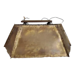 1970's Brutalist Torch Cut Brass Pendant Light