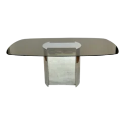 1970's Chrome And Smoked Glass Dining Table