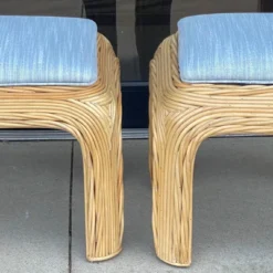 1970s Crespi Style Organic Modern Pencil Bamboo Console Table With 2 Ottomans, S/3 -chairish shop 1970s crespi style organic modern pencil bamboo console table with 2 ottomans s3 4664 scaled