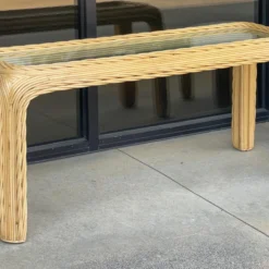 1970s Crespi Style Organic Modern Pencil Bamboo Console Table With 2 Ottomans, S/3 -chairish shop 1970s crespi style organic modern pencil bamboo console table with 2 ottomans s3 9199 scaled