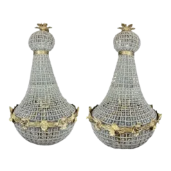 1970's French Louis XVI Style French Style Bronze Chandeliers - A Pair
