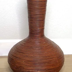 1970's Gabriella Crespi Attributed Pencil Reed Rattan Floor Vase -chairish shop 1970s gabriella crespi attributed pencil reed rattan floor vase 2974 scaled