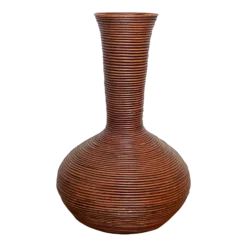 1970's Gabriella Crespi Attributed Pencil Reed Rattan Floor Vase