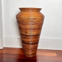 1970’s Gabriella Crespi Style Pencil Reed Rattan Vase -chairish shop 1970s gabriella crespi style pencil reed rattan vase 2406 scaled