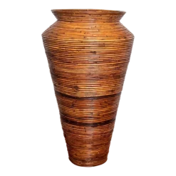 1970’s Gabriella Crespi Style Pencil Reed Rattan Vase