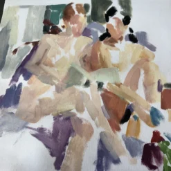 1970’s Gallery Wall Collection-3 Vintage Abstract Expressionist Nude Figure Paintings -Set Of 3 -chairish shop 1970s gallery wall collection 3 vintage abstract expressionist nude figure paintings set of 3 0650