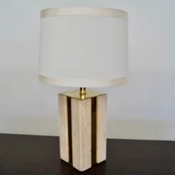 1970's Hollywood Regency Italian Travertine & Brass Table Lamp -chairish shop 1970s hollywood regency italian travertine and brass table lamp 0876