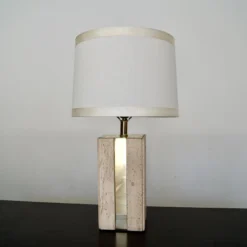 1970's Hollywood Regency Italian Travertine & Brass Table Lamp -chairish shop 1970s hollywood regency italian travertine and brass table lamp 2035
