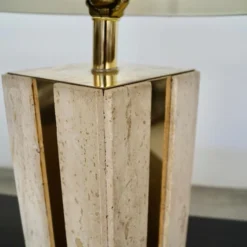 1970's Hollywood Regency Italian Travertine & Brass Table Lamp -chairish shop 1970s hollywood regency italian travertine and brass table lamp 6624 scaled