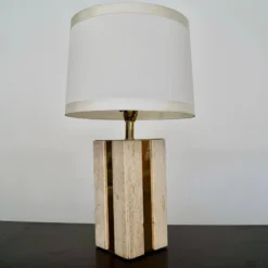 1970's Hollywood Regency Italian Travertine & Brass Table Lamp -chairish shop 1970s hollywood regency italian travertine and brass table lamp 9170 scaled