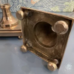 1970’s Hollywood Regency Lucite And Brass Candle Sticks - A Pair -chairish shop 1970s hollywood regency lucite and brass candle sticks a pair 2606 scaled