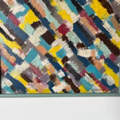 1970's J. Yermain Pop Art Multicolored Abstract Painting -chairish shop 1970s j yermain pop art multicolored abstract painting 0597 scaled