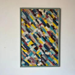 1970's J. Yermain Pop Art Multicolored Abstract Painting -chairish shop 1970s j yermain pop art multicolored abstract painting 3804 scaled