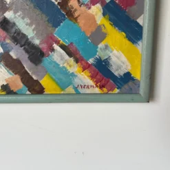 1970's J. Yermain Pop Art Multicolored Abstract Painting -chairish shop 1970s j yermain pop art multicolored abstract painting 7183 scaled